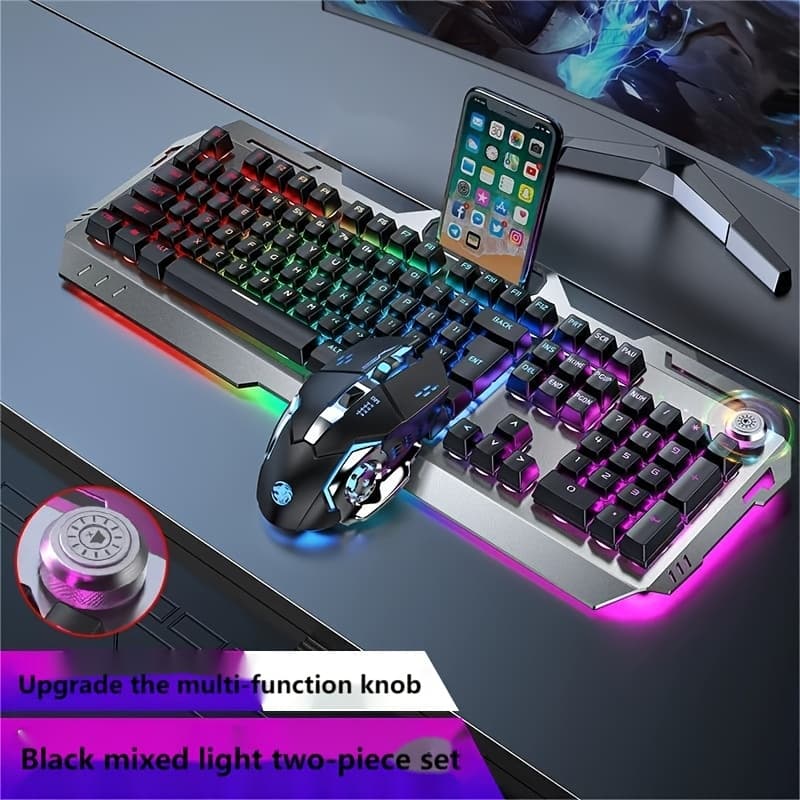 TEMU Grip Gaming Keyboard And Mouse Combo Rgb Mode Wired Usb Plug-in Luminous Universal Windows System Desktop