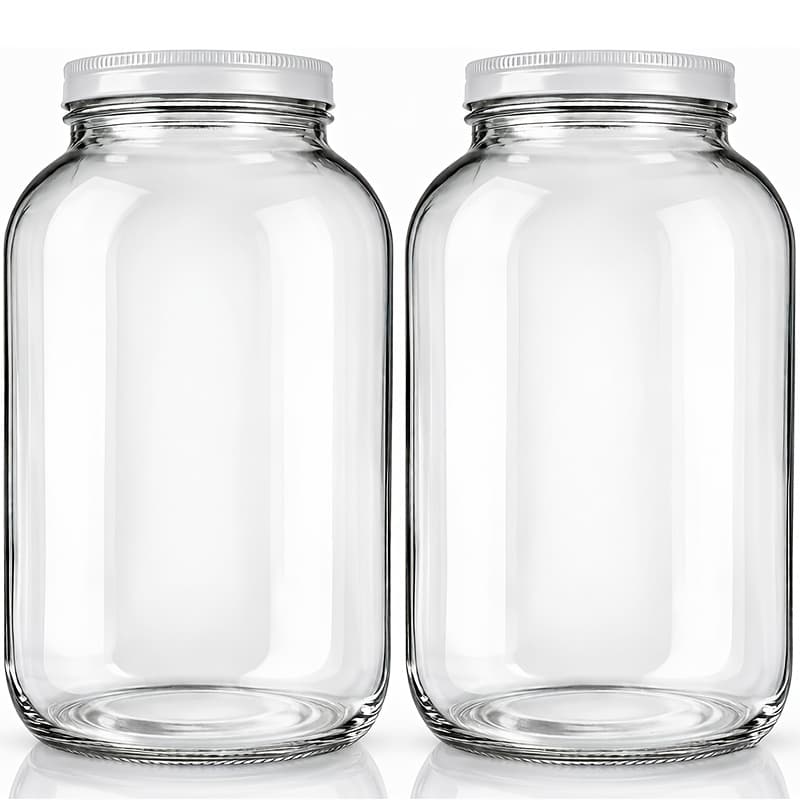 TEMU 1 Gallon Wide Mouth Sealed Glass Jar - Large Glass Jar For Fermentation, Pickling, Canning, Water Glass Eggs, Flour, And Food Storage (2pcs)