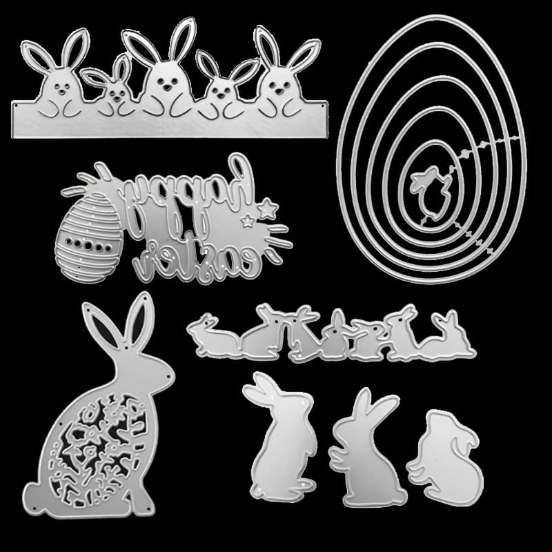 TEMU 8 Pieces Easter Cutting Dies Bunny Easter Egg Die Set Metal Die Cuts Scrapbooking Card Making Die Cuts Easter Craft Dies Cut Stencils For Diy Embossing Photo Decorative Paper Dies