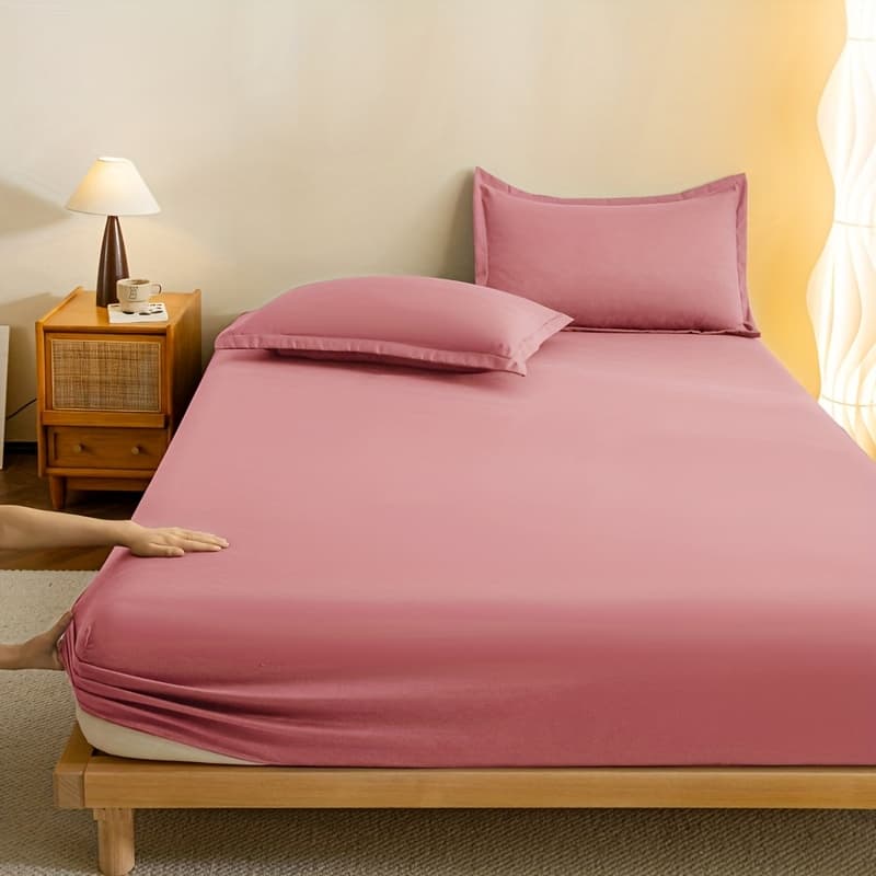 TEMU Soft Breathable Microfiber Fitted Sheet – , Machine Washable, Bedding, Comfortable Solid
