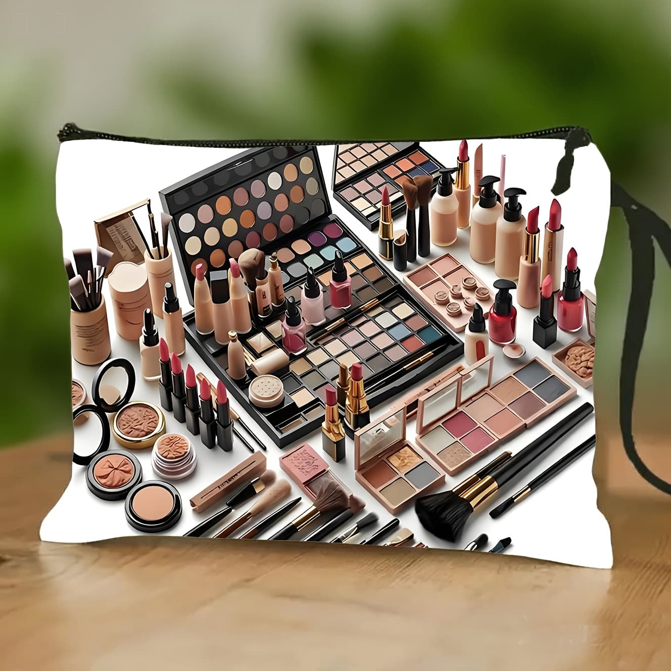 TEMU Makeup Bag With Wrist Strap, Cosmetic Organizer, Travel Portable Zipper Wash Bag