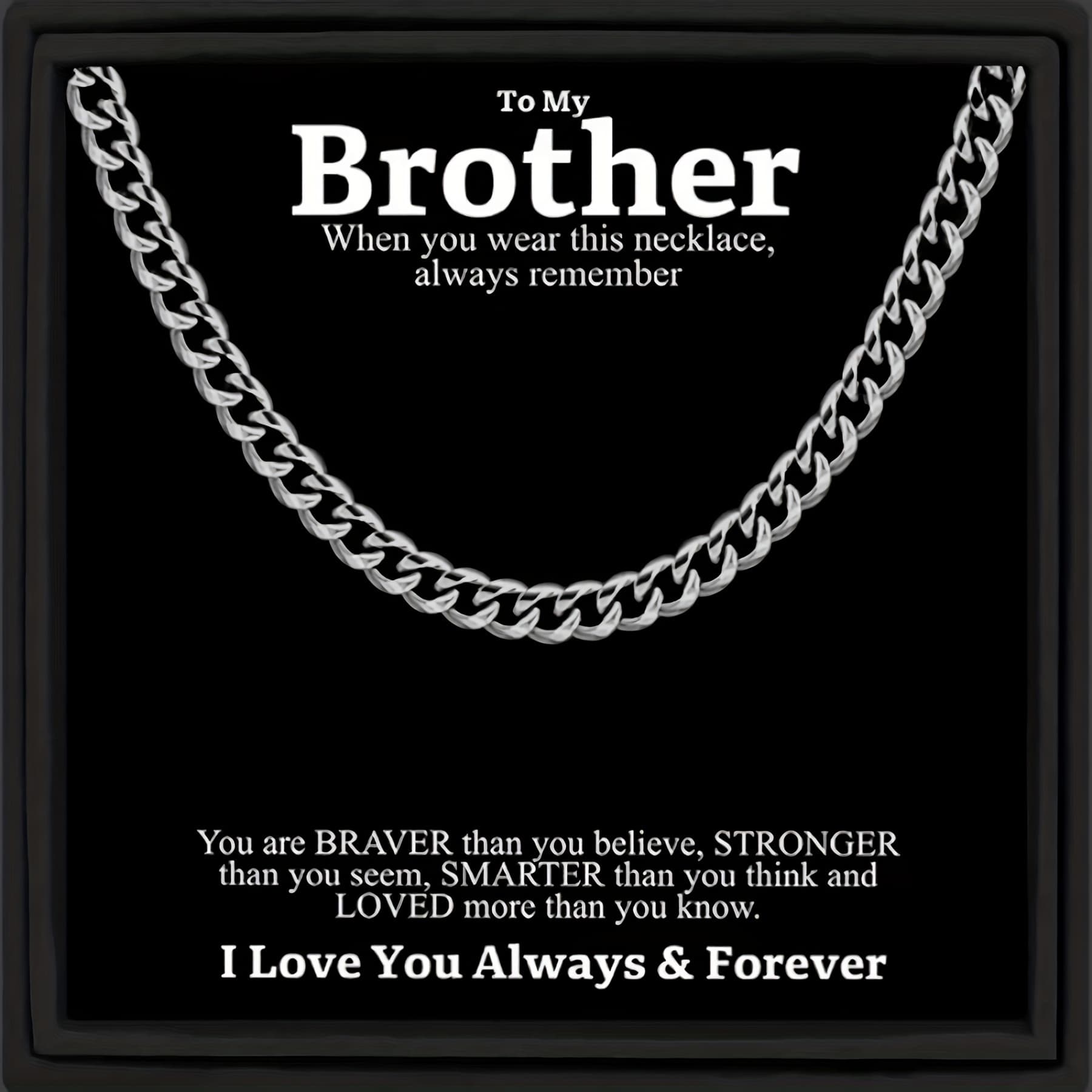 TEMU To My Brother Gift: Cuban Chain Necklace For Older, , Teen Brothers - Stainless Steel Necklace Chain Street Style, Stylish & Accessory Christmas Gift, Birthday Present