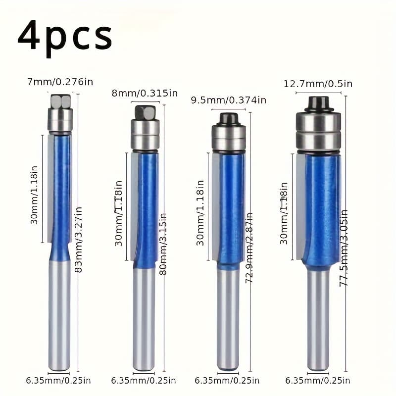 TEMU Double Bearing 4-piece High-precision Flat- Milling Head With Carbide Inserts, Straight Cutter For Woodworking, Grooving And Alloy Cutting - Metal Construction For Long-