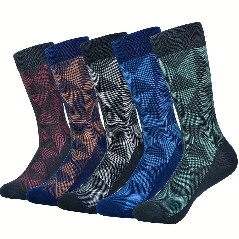 TEMU 5 Pairs Of Men's Dress Socks, High-quality Bamboo Fiber Socks For Men, Casual Business Socks Suitable For All