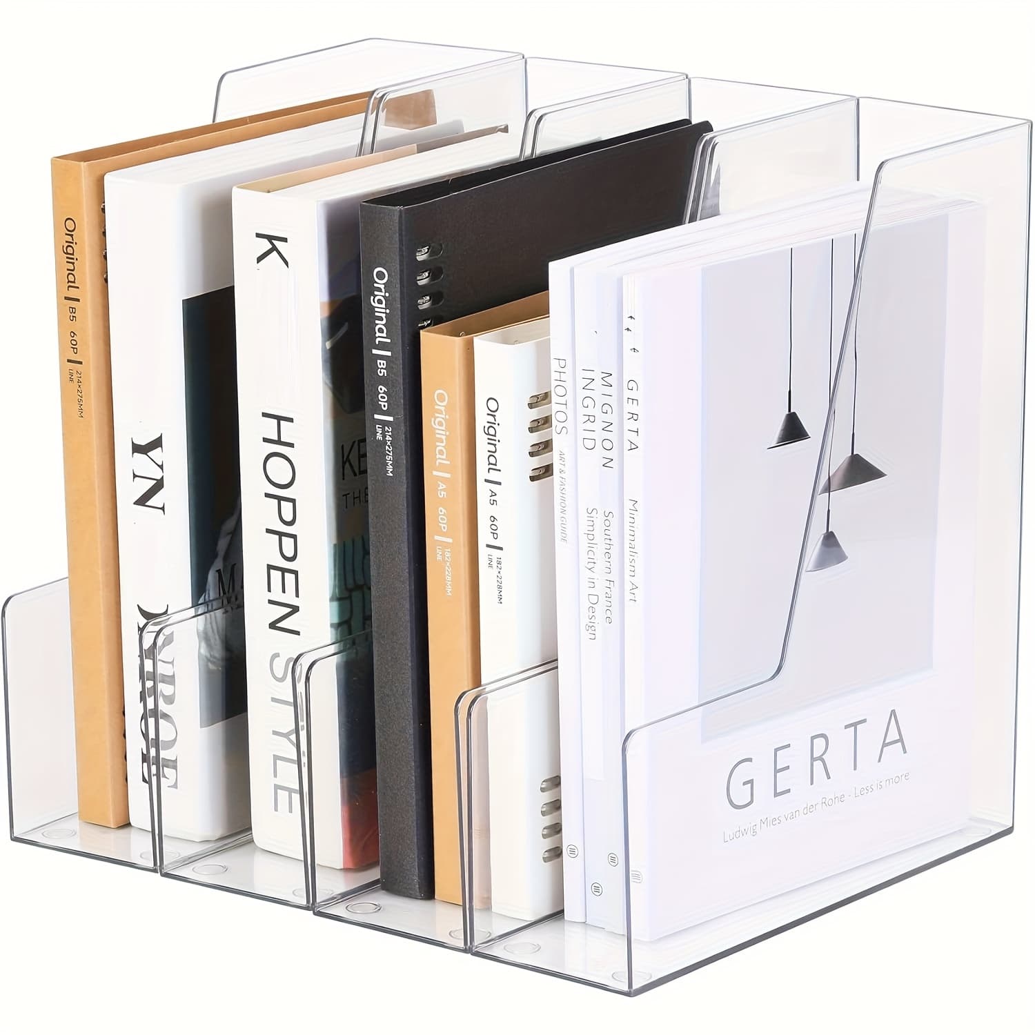 TEMU Vertical File Holder, Desk Organizer And Storage Bins Holding For Magazines, Binders, Notebooks, Envelopes, Plastic Document Organizer For Home Office, 2/4 Pack