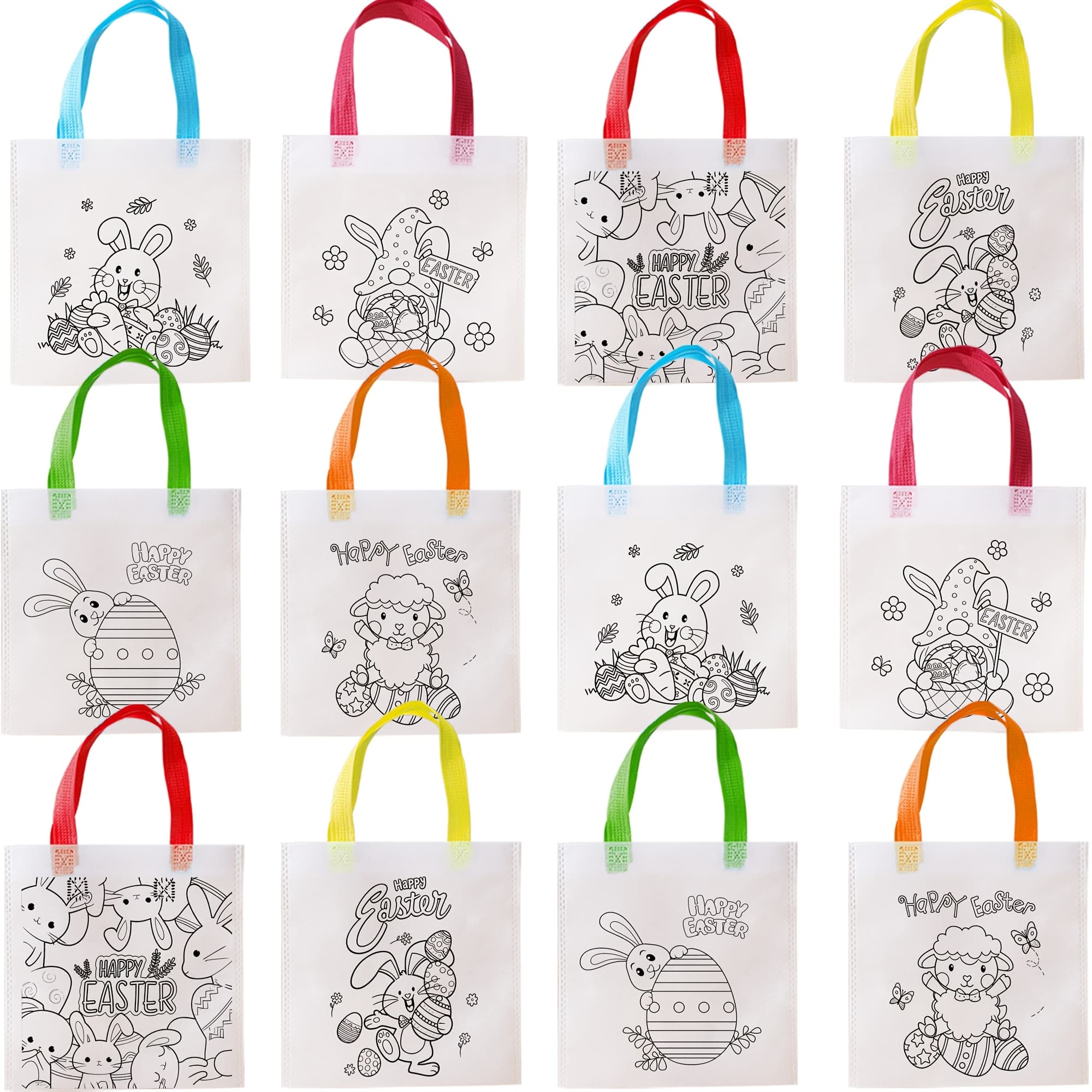 TEMU 12pcs Easter-themed , Reusable, Polypropylene Material, Ideal For Egg Hunts, Parties, And Gift Wrapping. , Durable And Practical, A Great Alternative To Easter Baskets