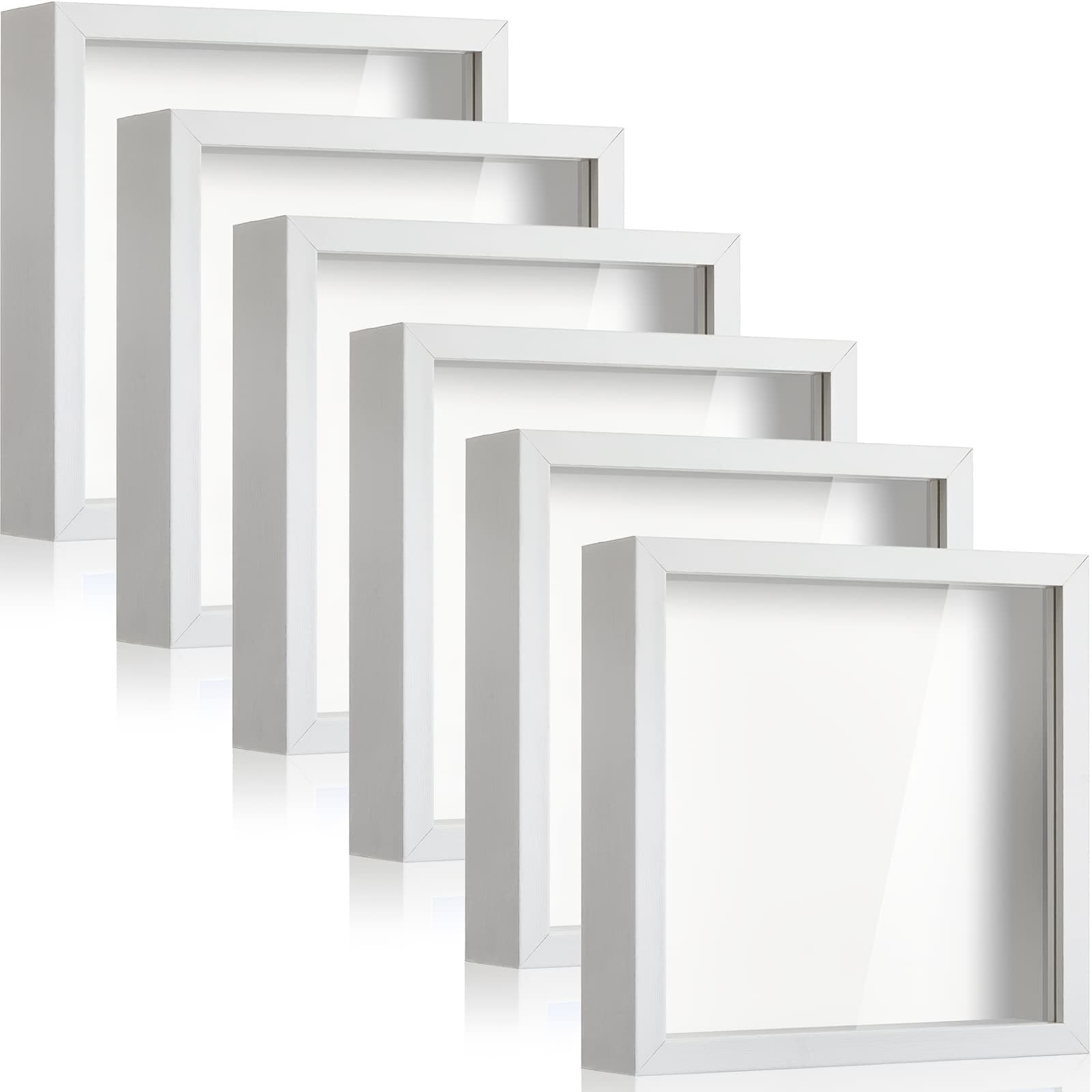 TEMU 6pcs 8x8 Inch Clear Plastic Shadow Box Frames - Display Case For Sports Memorabilia, Wedding Photos, Awards, Medals, Tickets | Easy-use Photo & Storage |