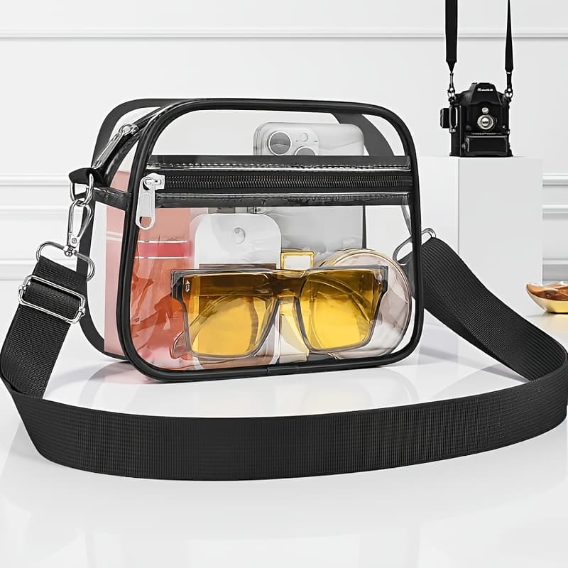 TEMU Pvc Transparent Crossbody Bag, Suitable For Occasions When Going Out. Simple, Casual And Convenient For Quick . Suitable For Men And Women.