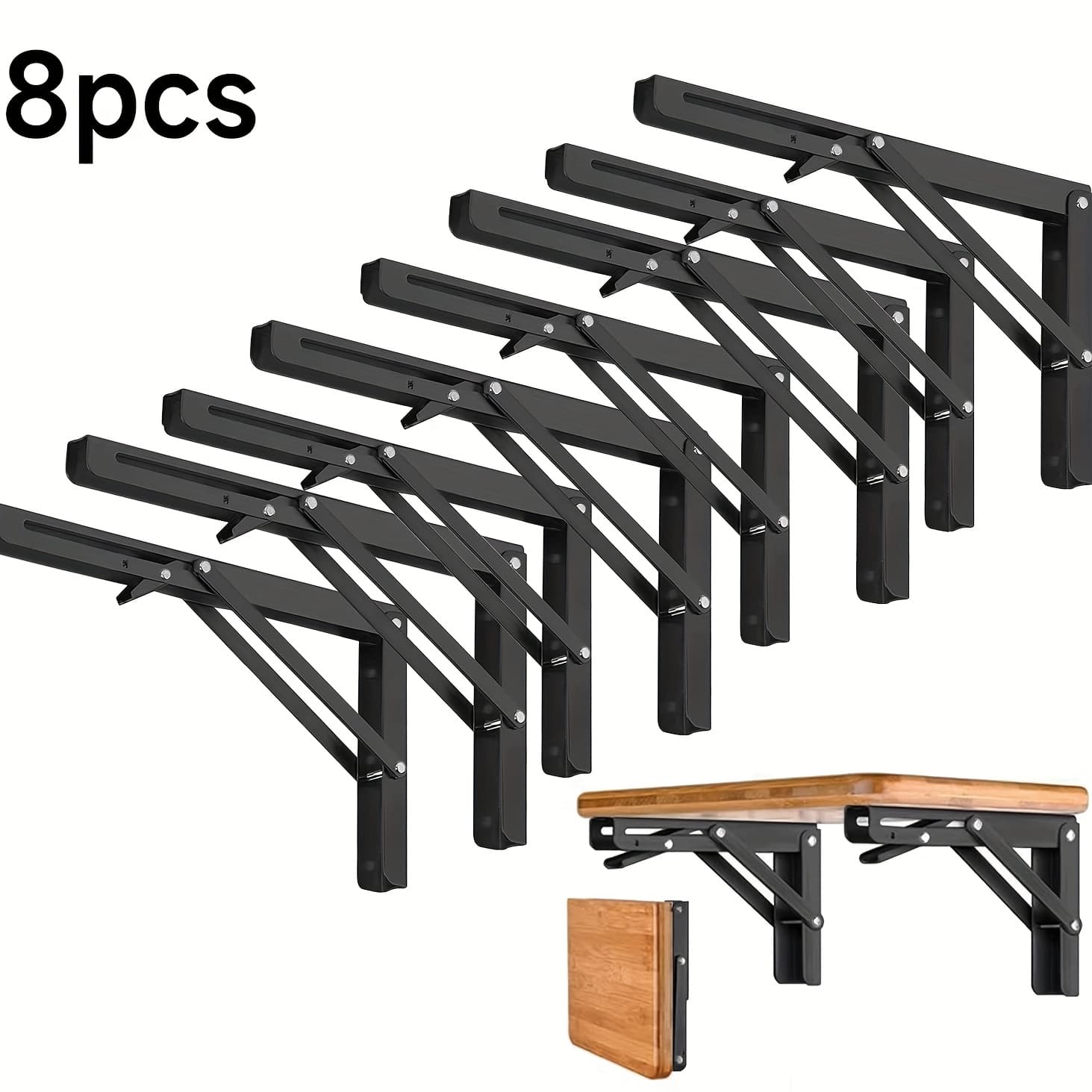 TEMU 8pcs, 304 Stainless Steel Heavy-duty Folding Rack Brackets, 10 Inch Wall Mounted, Used For Countertop Support And Workbench