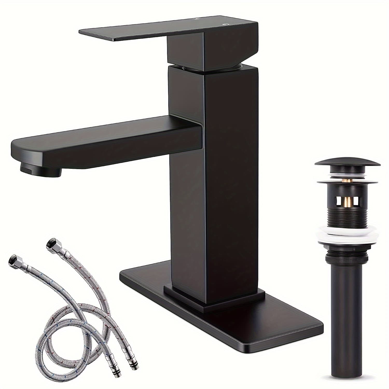 TEMU 1pc Bathroom Basin Faucet Waterfall Single Handle Vanity Sink Mixer Tap Deck Mounted, Water, Ceramic Valve, Wide Installation, Ideal For Bathroom Sinks, Bathroom Faucet