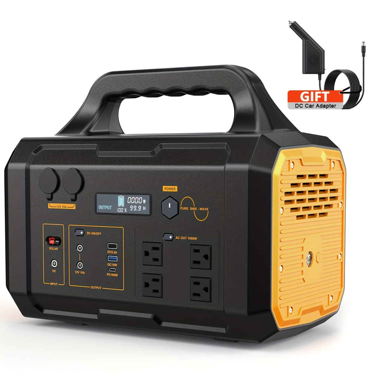 TEMU 1075wh/1000w ( 2000w) Portable Power Station, 1075wh Lifepo4 Battery, Fast Charging, Solar Generator(excluding Solar Panels) Suitable Or Family Emergency Outdoor Hunting Camping Rv Trip