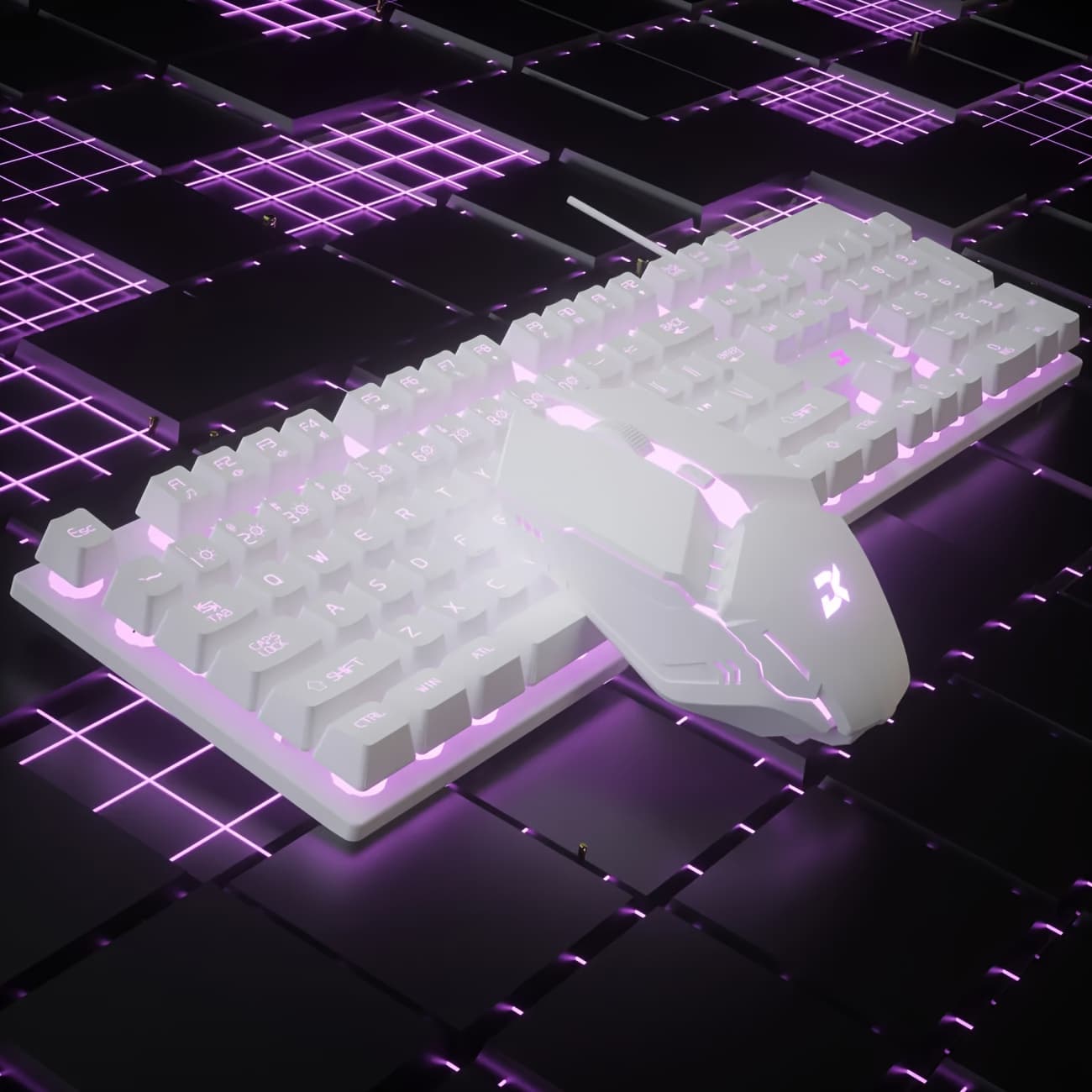 TEMU Wired Illuminated Keyboard And Mouse Set, Gaming Computer, Desktop Laptop, Floating Keycap, Mechanical Touch, Usb Head