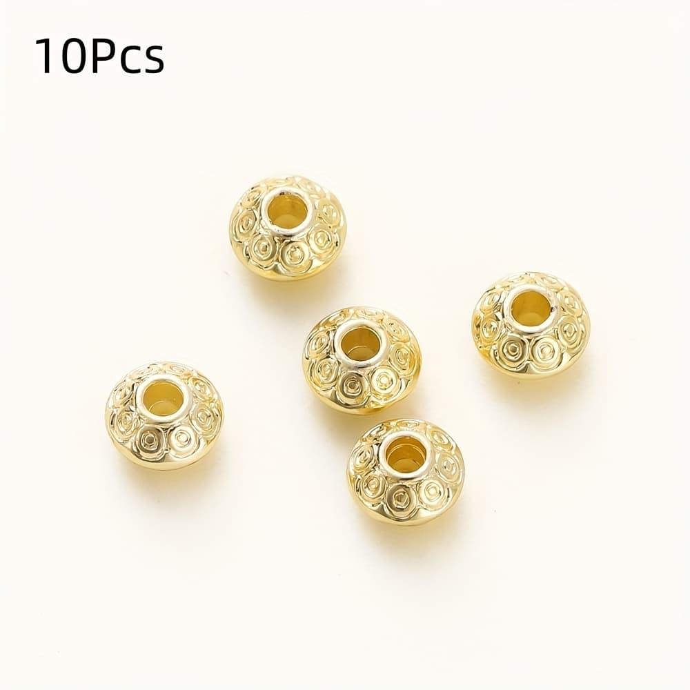 TEMU 2d Flat, 10pcs 14k /18k Golden Plated Brass Beads Flat Shape Beads Diy Bracelet Necklace For Jewelry Making Accessories Beads & Bead Assortments