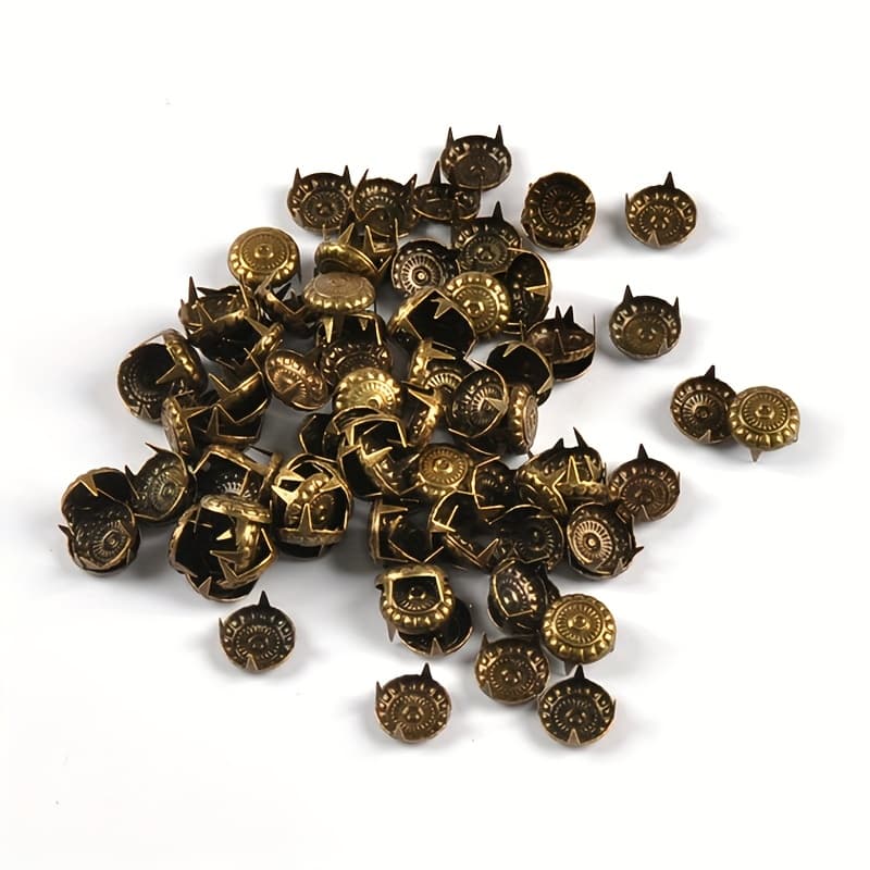 TEMU 100pcs 1.1*1.1*0.6cm Bronze Color Round Pattern Nail Suitable For Bags, Hats, Shoes And Other Clothing And Creative Handmade Diy Decoration Clothing Accessories