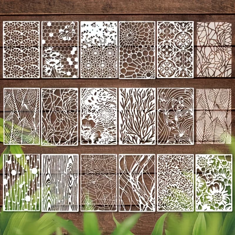 TEMU 16 Reusable Templates, Artistic Texture Designs For Card Drawing, Graffiti Walls, Projects, And Furniture Paper, Easy To Clean, Holiday Gifts