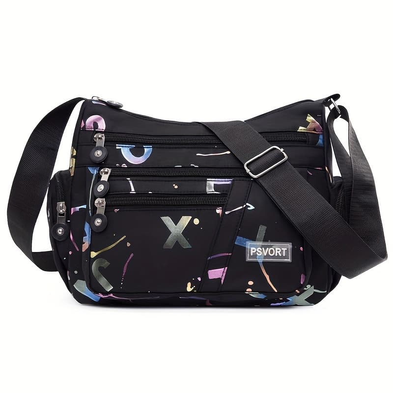 TEMU Chic Nylon Crossbody Bag For Women - Adjustable Strap, Lightweight, Multi- With Zip Closure - Available In , Cream, Purple, Blue, Black