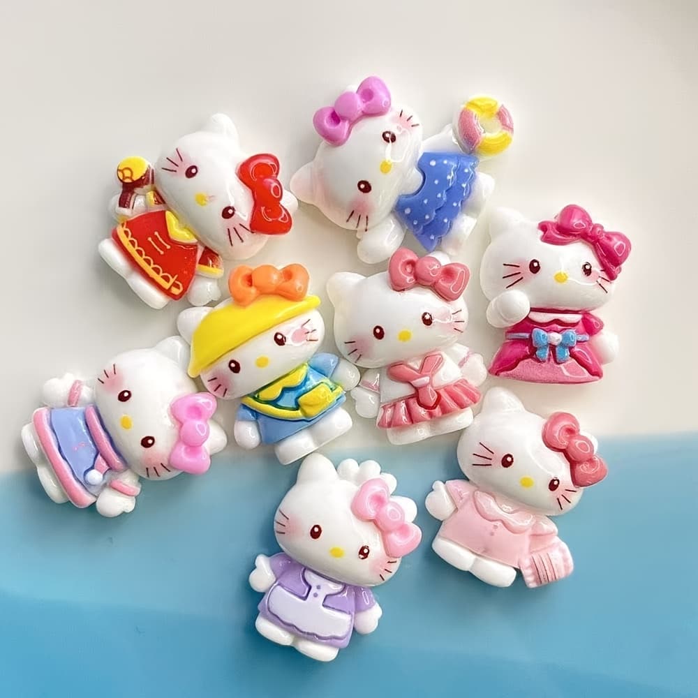 TEMU 60pcs 's Clothing, Hello Kitty Resin Jewelry Set - Cute Pink Pendant, Suitable For Jewelry, Keychains, Hair Clips, And Phone Case Decoration, Mixed