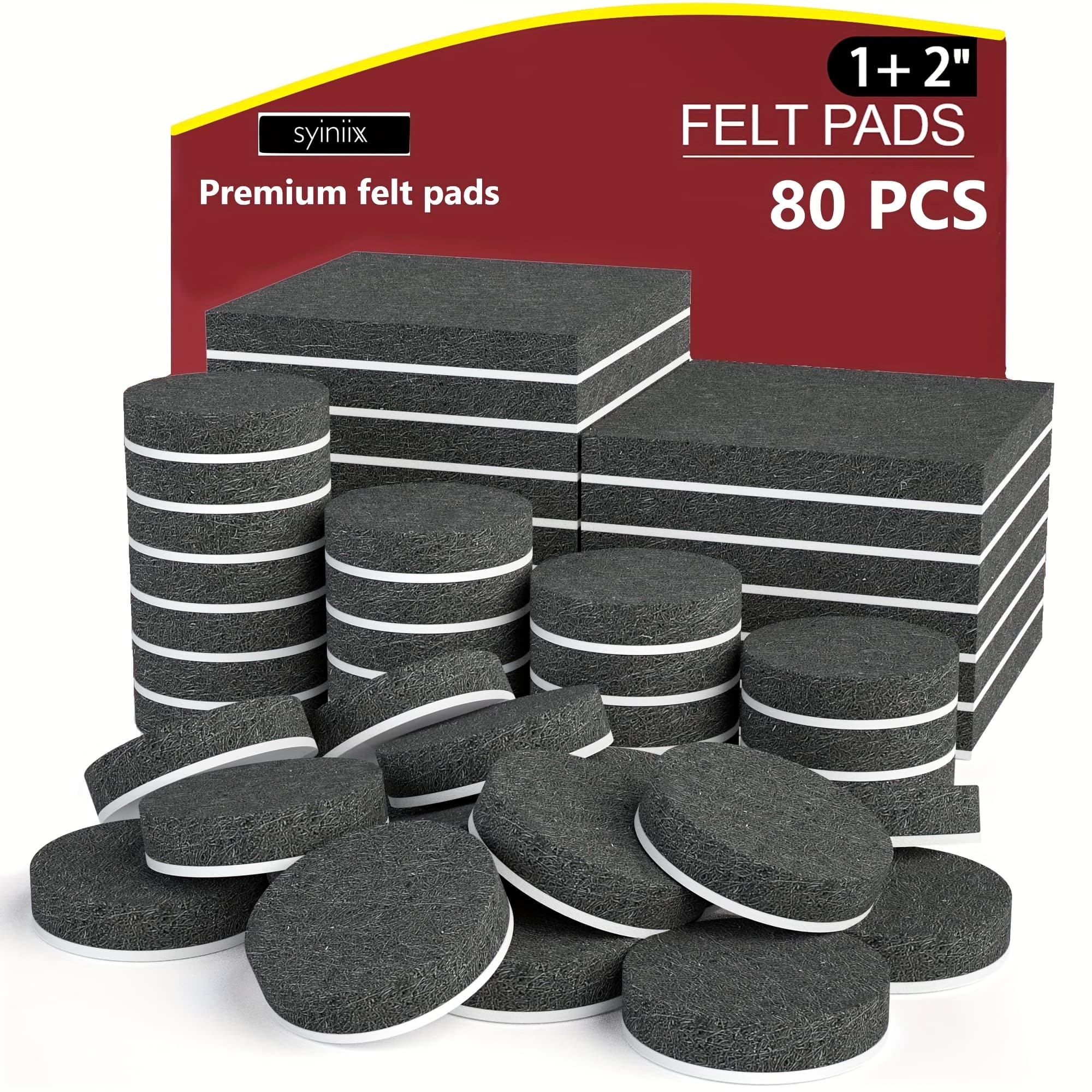 TEMU Felt Furniture Pads - 80pcs Of Hardwood Floor Furniture Pads, Cuttable Felt Chair Cushions, Furniture Leg Protectors To Prevent Floor Scratches, Self-adhesive Felt Pads, Black