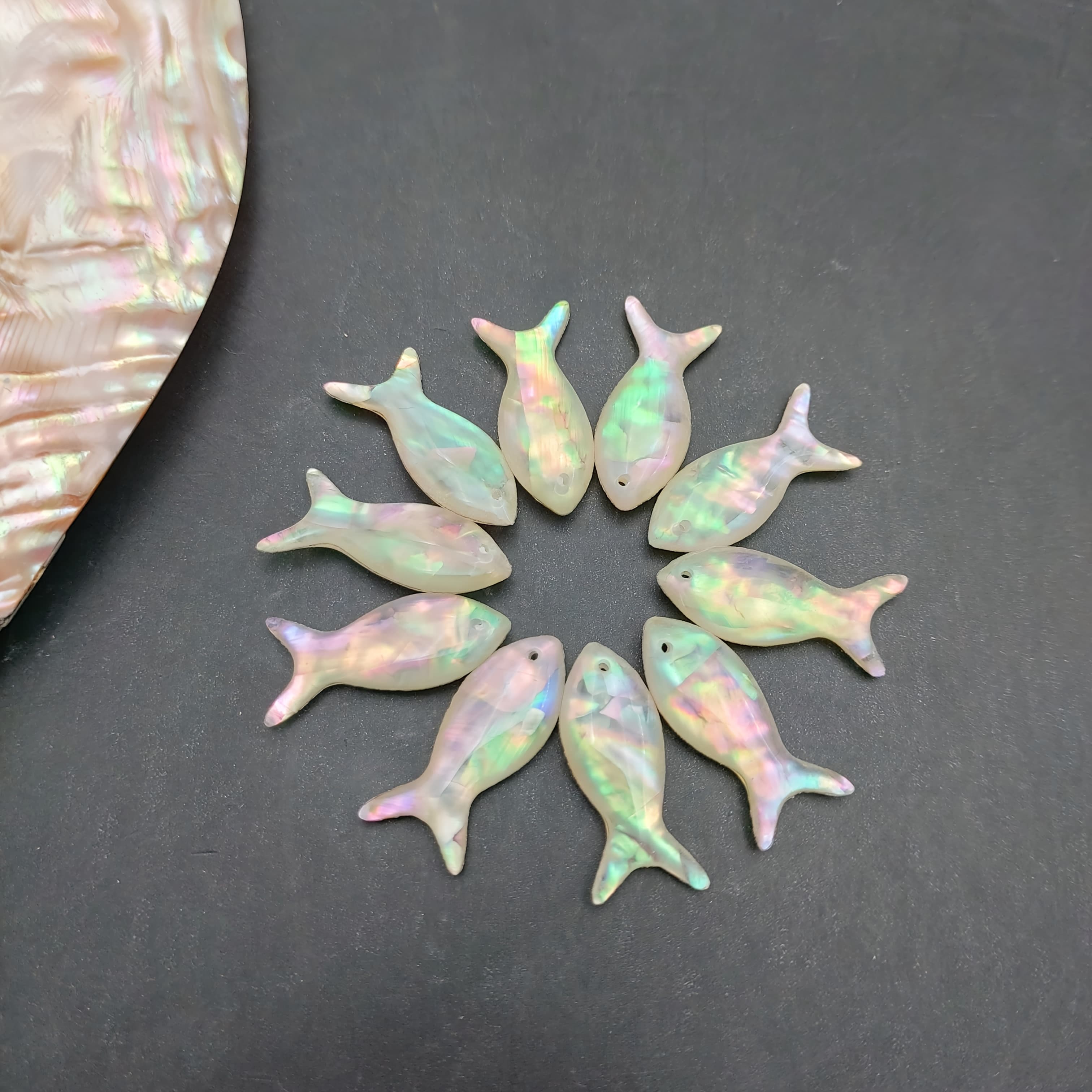 TEMU 10pcs 26x10mm Double-sided Transparent Fish-shaped Beads Charms Jewelry Pendants For Crafts, Earrings, Necklaces, Craft Additions