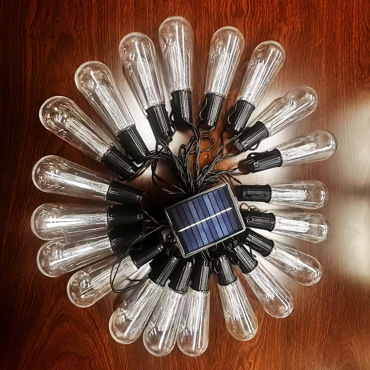 TEMU 20 Vintage Edison Shatterproof Light Bulbs, 16.5ft, Solar Powered, Outdoor Camping Tent Camp Light, Gift For , Warm Light, 8 Lighting