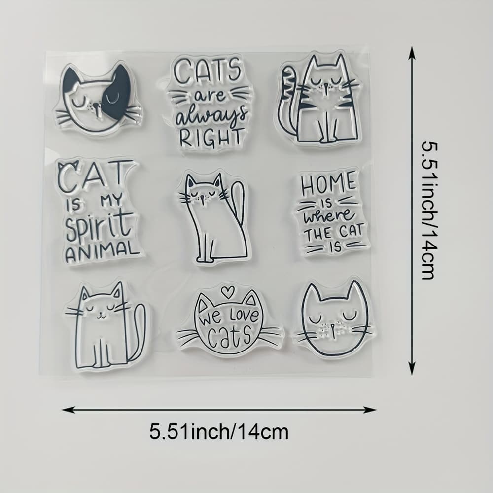 TEMU Adorable Feline Clear Stamps For Crafting, Perfect For Scrapbooking, Card Creation, And