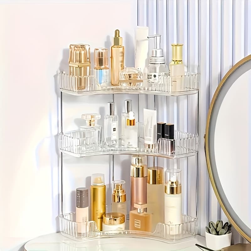TEMU 3-tier Corner Counter Organizer Space-saving Storage For Bathroom Makeup Brush Vanity & Kitchen