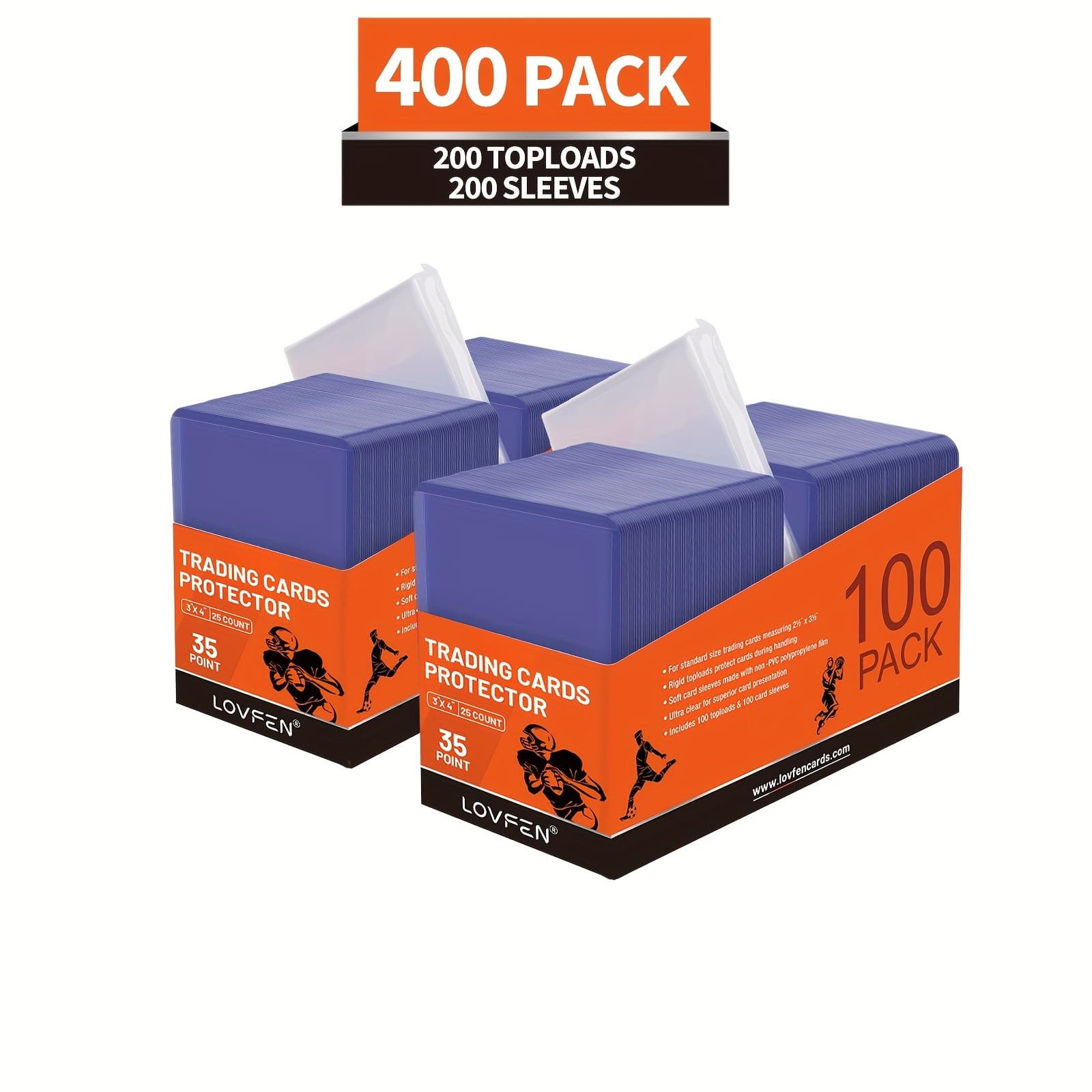 TEMU Lovfen 400ct Top Card Sleeves For Cards, 3" X 4" Baseball Card Protectors, Trading Card Sleeves Hard Plastic Fit For Baseball, Football Cards (200 Top And 200 Soft Sleeves) Easter Gift