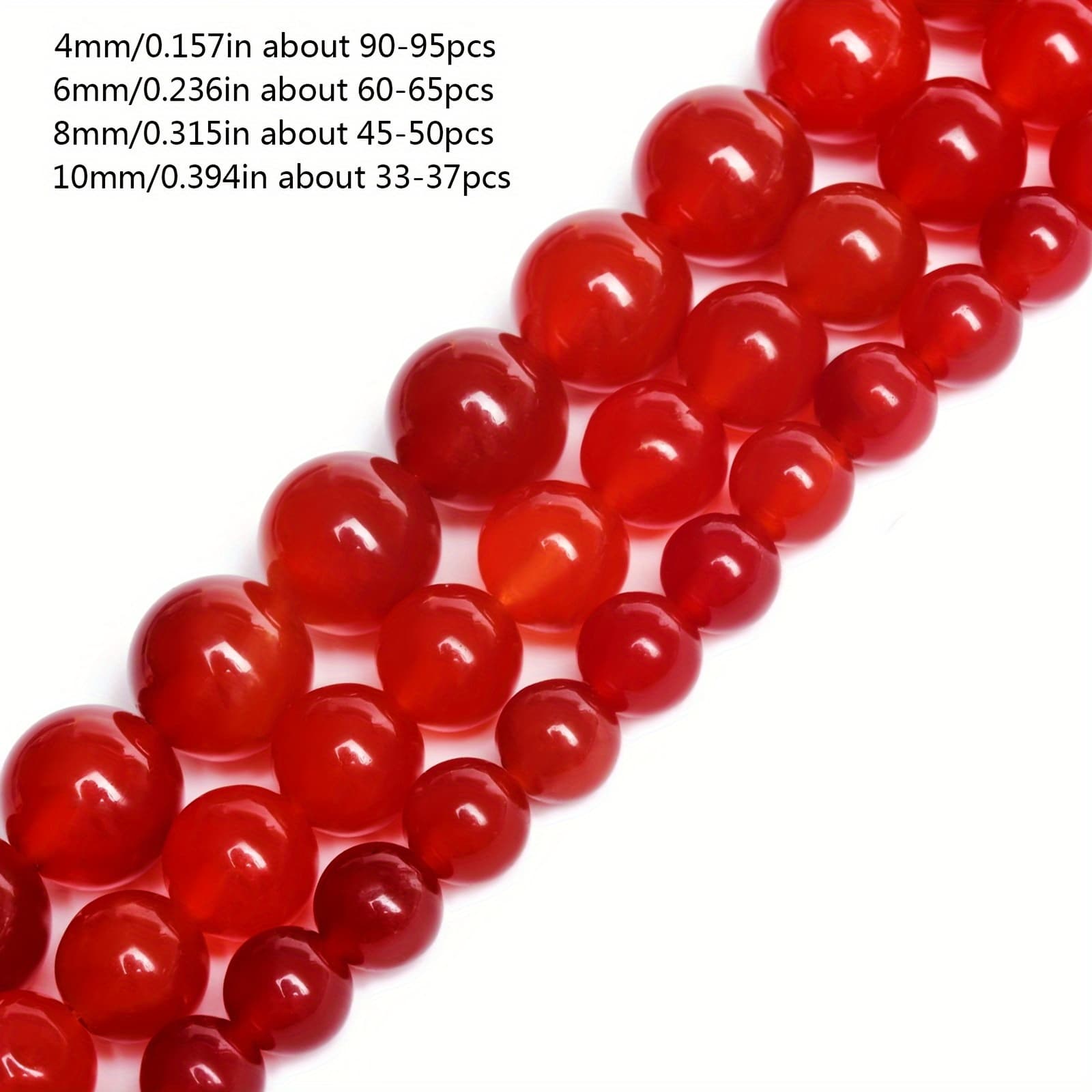 TEMU 1 String 4/6/8/10mm Agate Stone Beads - Glossy Round Beads For Making, Bracelets, Necklaces, Earrings - Vibrant Color, Polished Finish, Handcraft Supplies, Beads For Bracelet Making