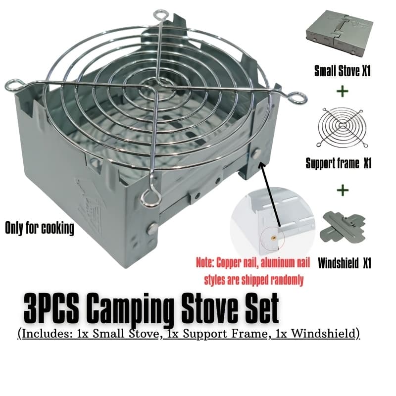 TEMU 3pcs (stove Support Frame Wind Shield) Stove Random Style, Portable Wood Burning Burner For Outdoor Camping Survival, Non-contact Food, For Cooking, Hiking Backpacking Emergency Camping Gear