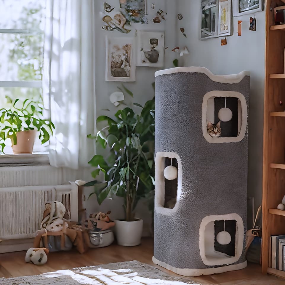 TEMU Multi-level Foldable Cat Trees Tower For Indoor, Cat Houses, For Cat Play Balls, A Soft And Cozy Bed, Overall Scratch-resistant Design, Perfect For Scratching, Cat Hideaway, Balls – Color Random