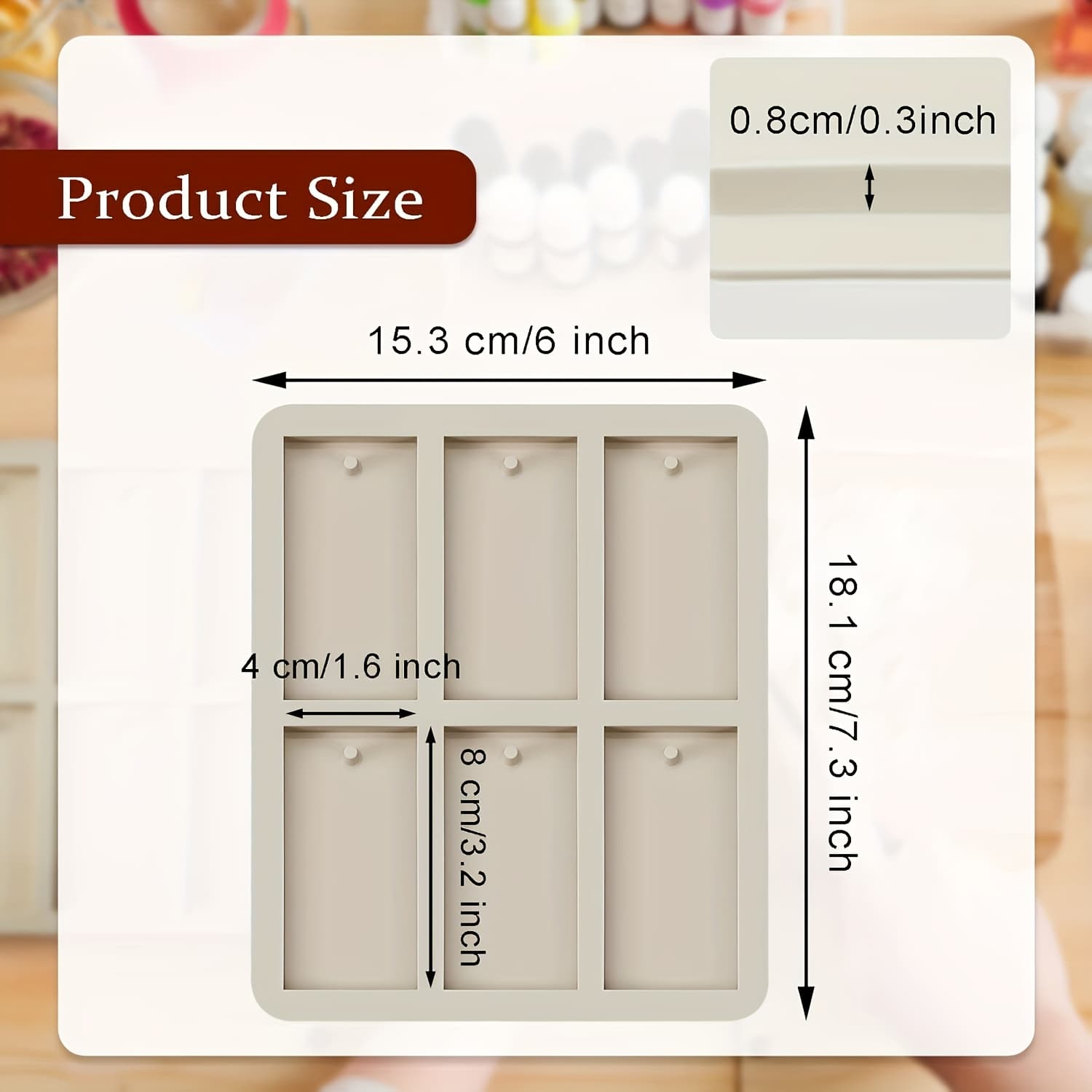 TEMU Silicone Resin Casting Molds With Hanging Hole, Rectangle Shape For Pendant Craft Decorations - Durable Silicone Material For And Demolding