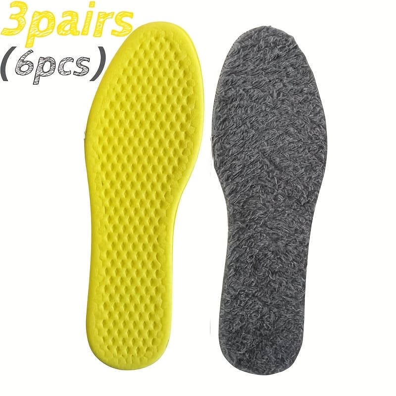 TEMU 3 Pairs (6pcs) Of Unisex Adult Thermal Insoles, Soft And Comfortable, Plush Shoe Inserts, Suitable For Sneakers, Casual Shoes And Winter Snow Boots, Ideal For Long- Use In Daily