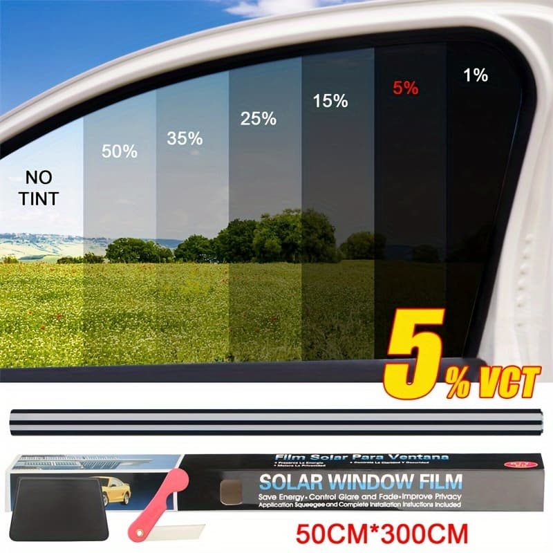 TEMU Uncut Roll Window Tint Film, 5% 15% 25% 35% Vlt, High-quality Pet Material, Uv Protection And Privacy Protection Film, For Automotive Home Offices
