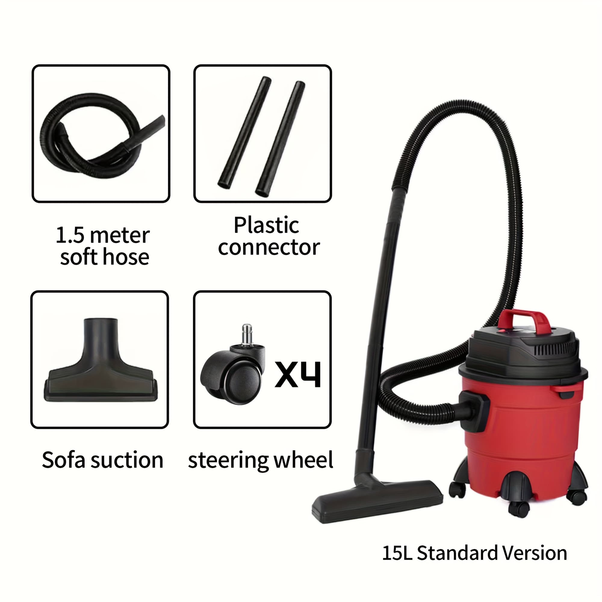 TEMU 15l/20l/25l Portable Handheld Vacuum Cleaner! Car Interior/crevices Sucked In, Suitable For Home And Car Use, Without Battery