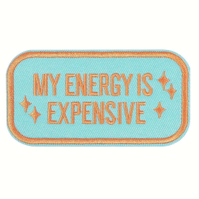 TEMU 1pc Funny " " Iron-on Patch - Turquoise & Orange Retro Design With Stars, For Clothing, Hats, Jackets, Pants