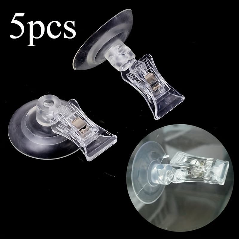 TEMU 5pcs Multifunctional Clear Suction Cup Clip - Strong Adhesive Wall Sucker For Office, Living Room, Mall, Practical Door And Window Mounting - And Remove, No Drilling Required