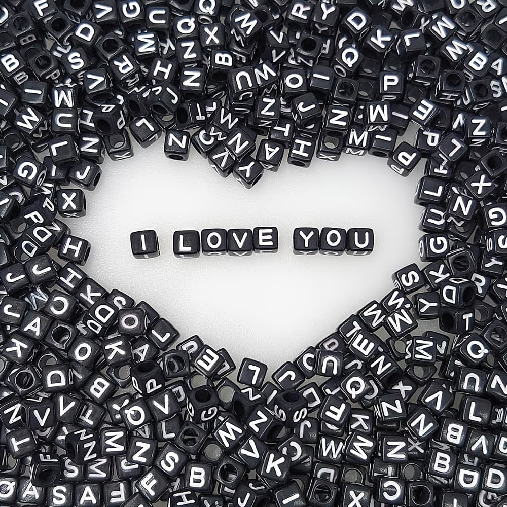TEMU 320pcs Large Black -z Alphabet Letter Beads With Black A-z Letters - 6x6mm Plastic Cubic Beads Suitable For Making, Bracelets, Necklaces, Keychains, Scrapbooking - Loose Beads For Crafting