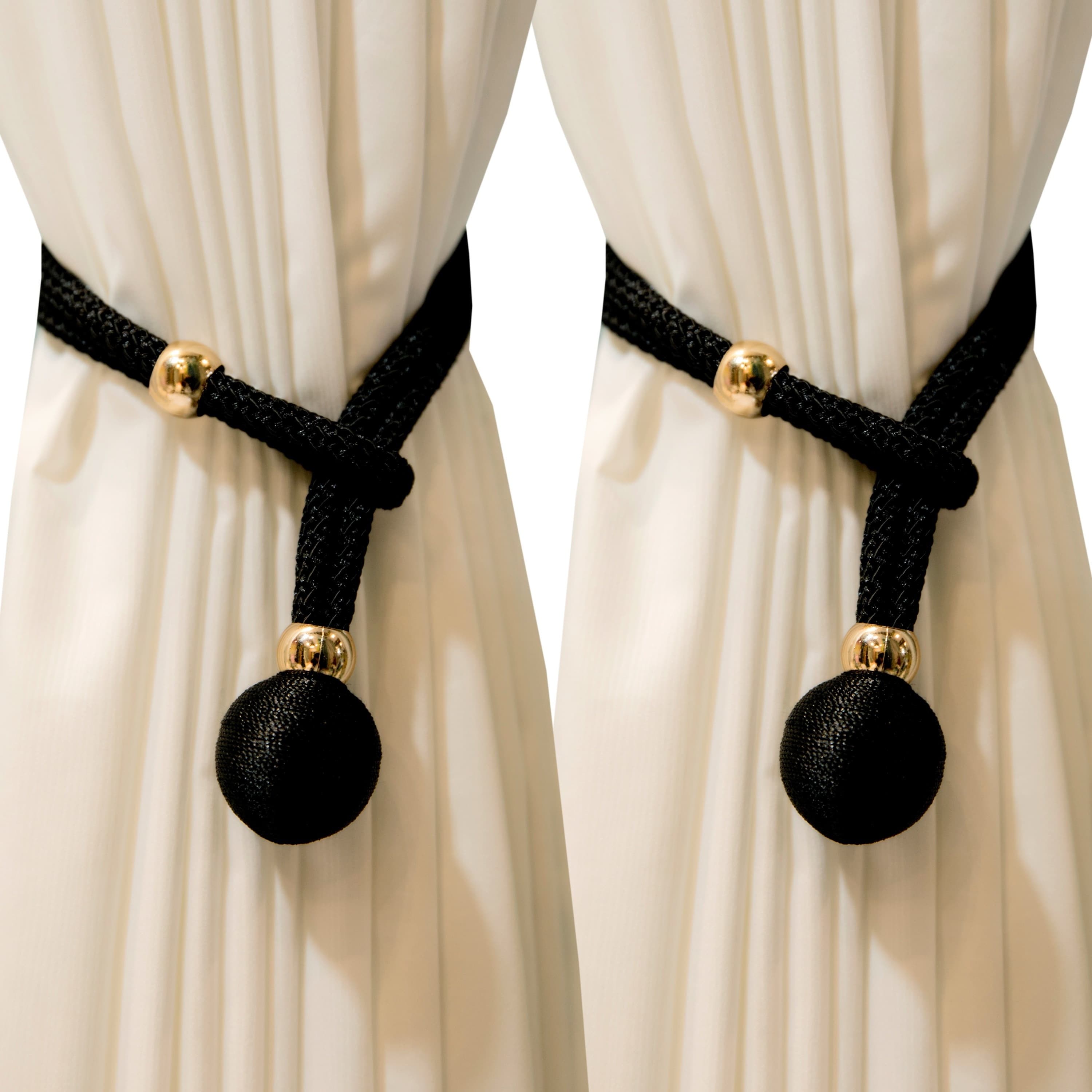 TEMU 2pcs Fabric Ball Curtain Tiebacks, Curtain Ties, Adjustable Curtain Holdbacks With Rings, Curtain Tie Rings For Securing And Storing Curtains, Home Decor Accessories