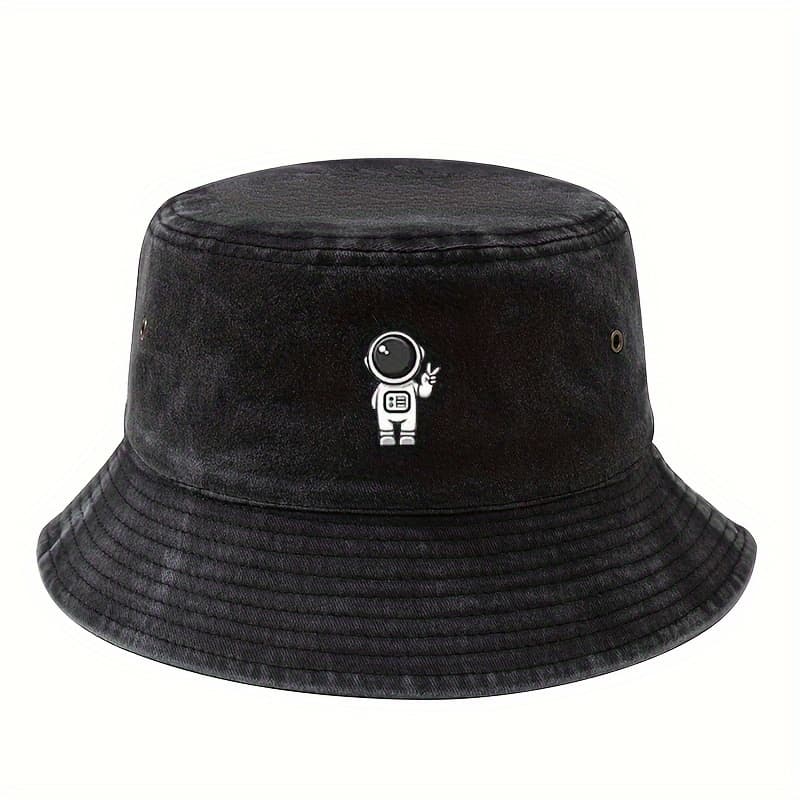 TEMU Cartoon Astronaut Fisherman Hat, Outdoor Casual Sports Sun Hat, Fashionable Washed Bucket