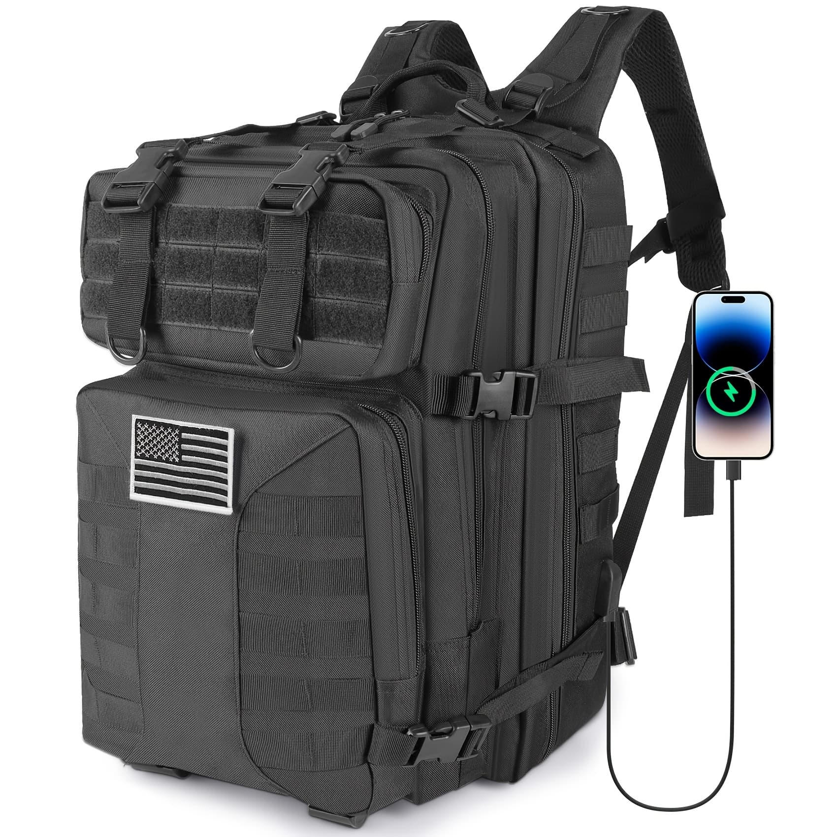 TEMU 50l High Capacity Tactical Backpack, Unisex, Perfect For Camping, Fishing, Hunting, Hiking, And Traveling
