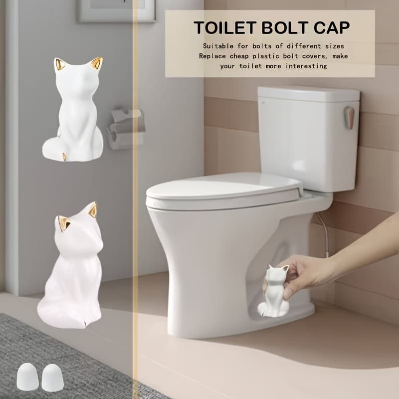 TEMU Fox-style Toilet Covers - Rust-proof Decorative Floor Cover Set, Toilet Caps, Suitable For Bathroom Decor, Quick Installation, Multi-piece Set