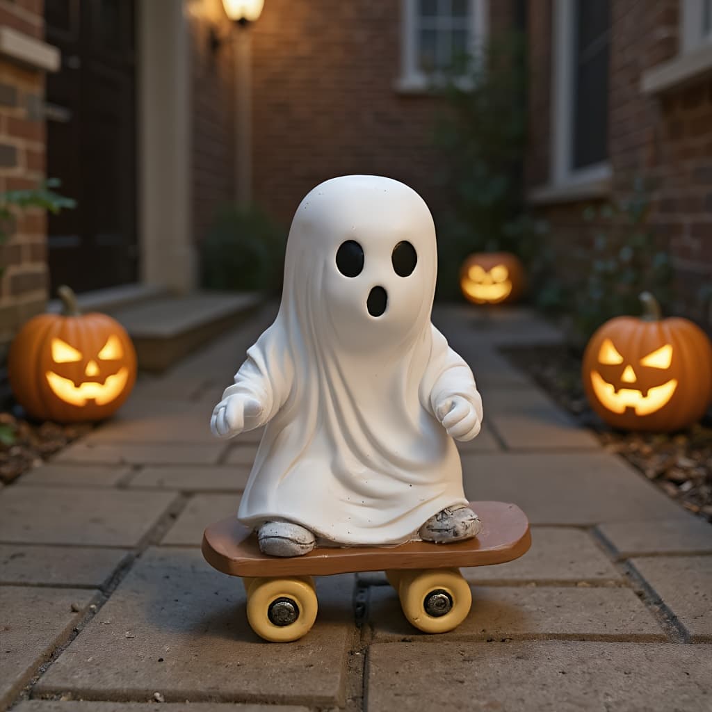TEMU Halloween Figurine On Skateboard: Cute Spooky Decor - Ideal For Desk, Shelf & Seasonal Displays