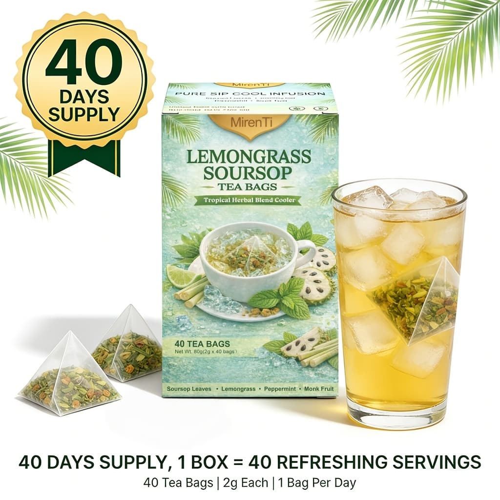 TEMU Summer Daily Drink Herbal Tea Bags, 40 Bags Lemongrass Mint Soursop Monk Fruit Flavor Cold Brew Iced Tea, No Sugar, Caffeine Free Sweet Refreshing Taste