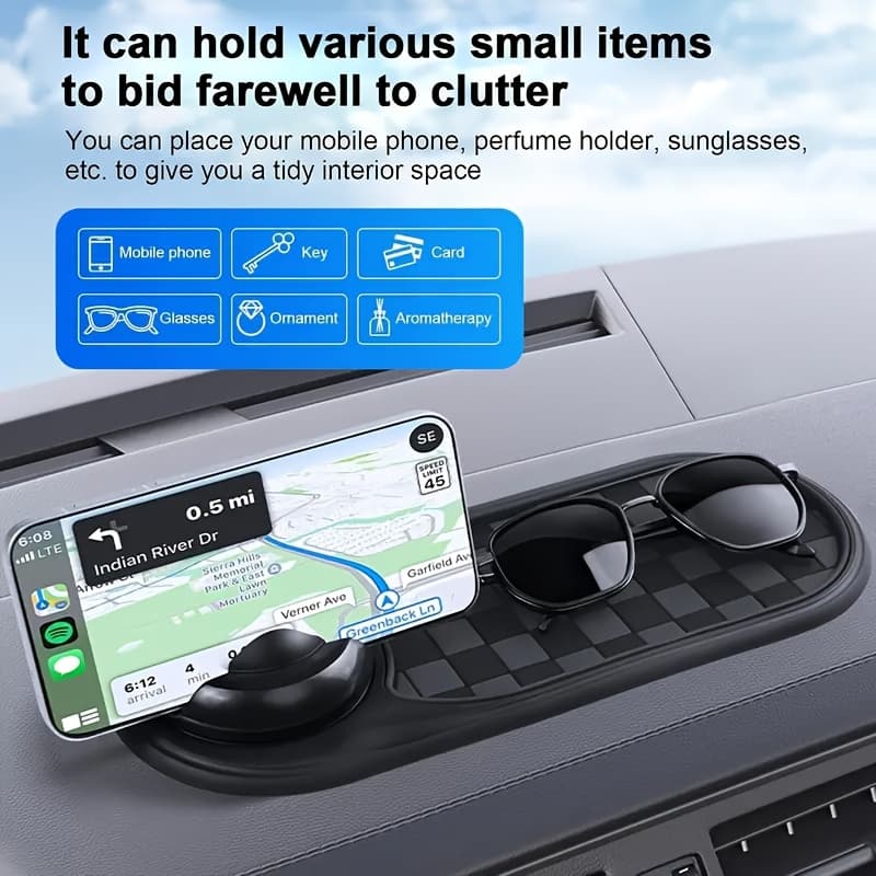 TEMU Automotive Anti-slip Pad Car Mobile Phone Stand Dashboard Decorative Pad Mobile Phone Rotary Stand High Temperature Durable High End Square Creative Interior Accessories Car Storage Pad