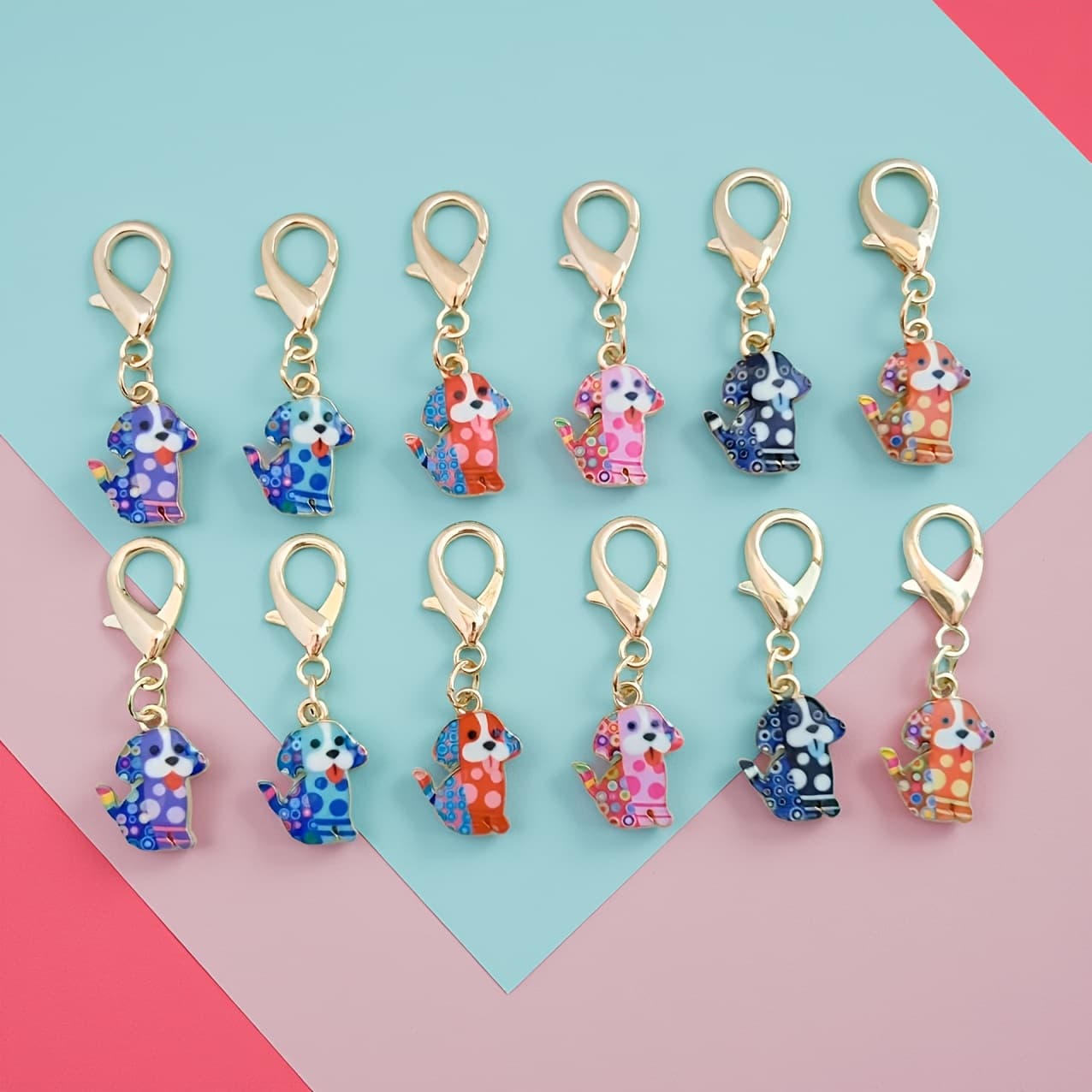 TEMU 12pcs Cartoon Dog Keychain Set For Men, Durable Alloy Cute Animal Pendant, Backpacks And Gifts, Birthday Present, Dog Accessories