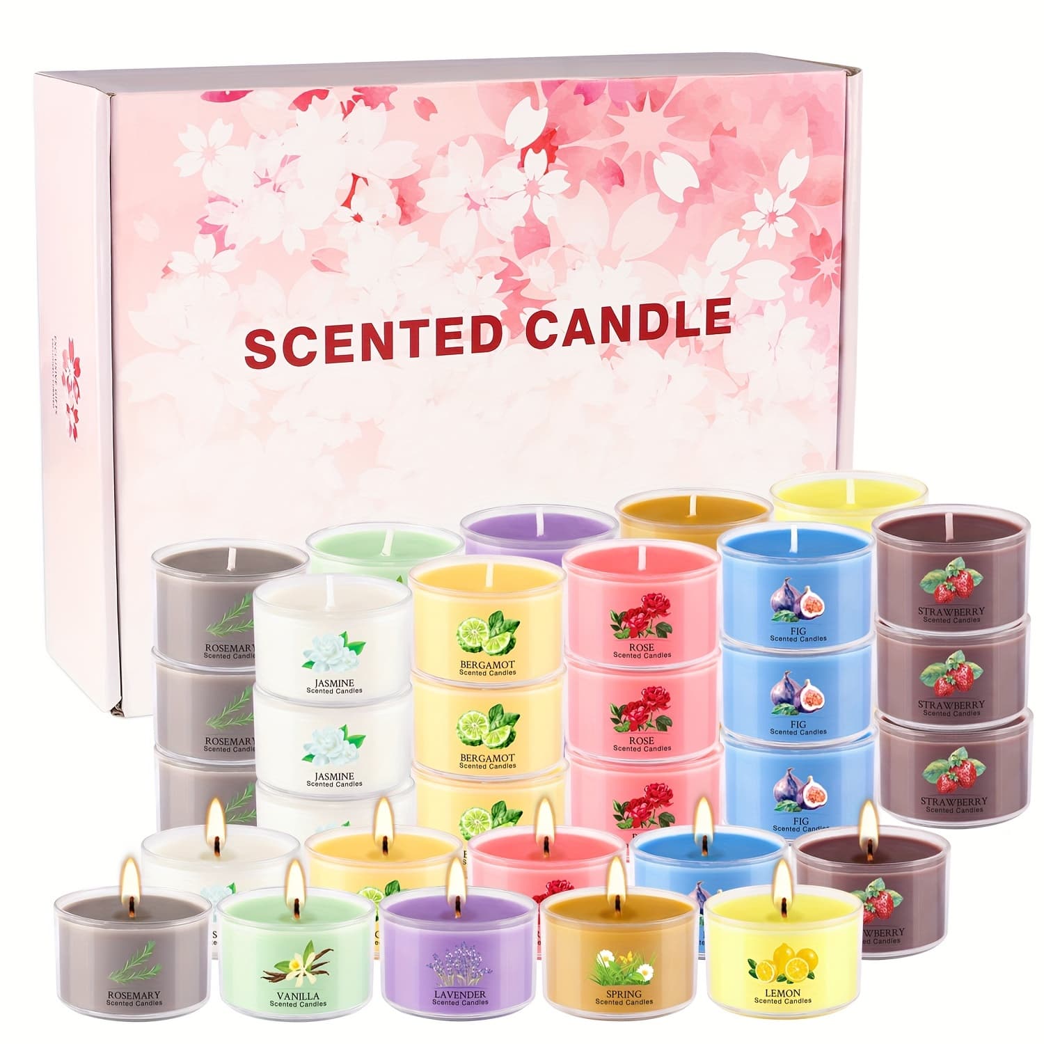 TEMU 40pcs Colorful Transparent Scented Small Tea Wax, Smoke-free, , Elegant , Suitable For Family, Wedding, Church, Seasonal Celebrations And Other Festivals, , Family, Or Colleagues