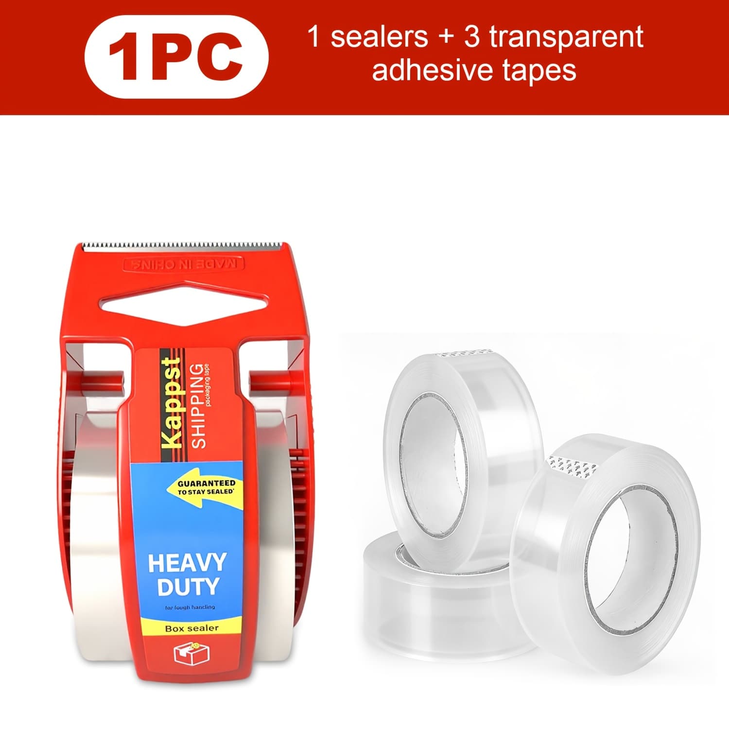TEMU 3 Rolls/6 Rolls Of Transparent Tape With Dispenser, Mobile Sealing Tape, 3.9x 2.7-inch Silent Operation, Very Suitable For Packaging, Transportation, And Movement