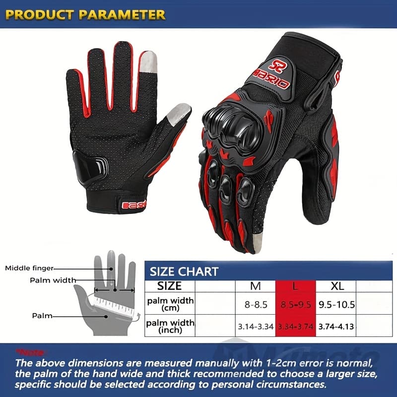 TEMU Full-finger Motorcycle Gloves For Summer That Are Breathable, And Durable, Suitable For Motocross Racing And Compatible With Touch Screens