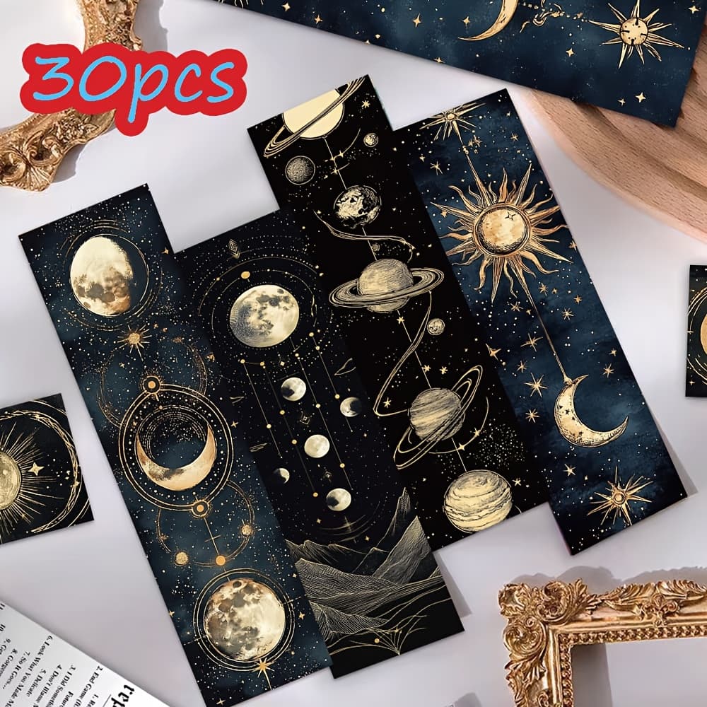 TEMU 30pcs Mysterious Night Bookmark Art And Manual Paper Marker Suitable For Party Gifts