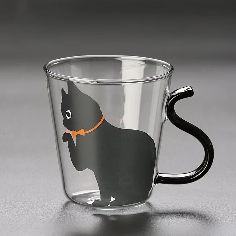 TEMU 1pc Cat Mug, Glass Juice Cold Drink Coffee Mug With Cat Pattern, Heat-resistant And Cold-resistant High Borosilicate Glass, Creative Mug Coffee Cup 260ml/8.8oz, Holiday/birthday Gift